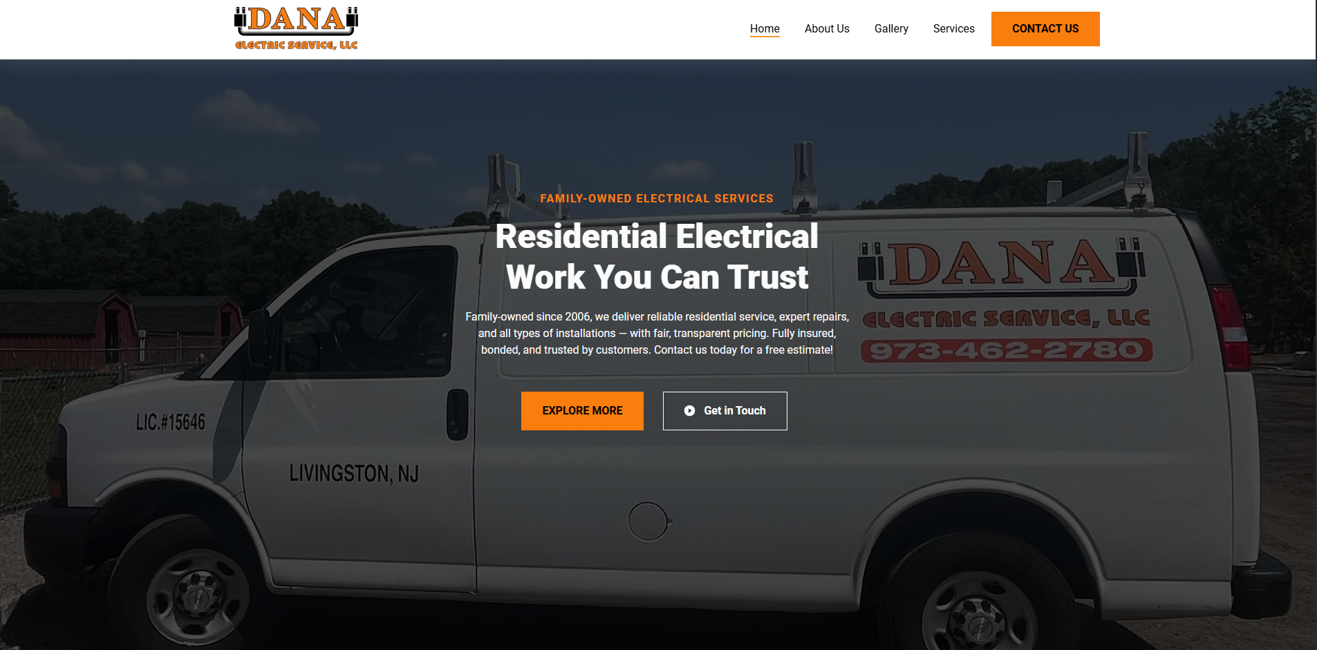 Dana Electric Service, LLC website project preview